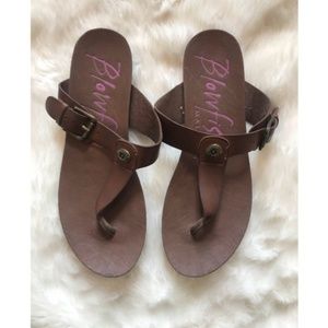 brown vegan leather sandals